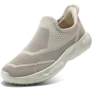 imageSTQ Womens Slip on Sneakers CloudLike Sole Maternity Walking ShoesTaupe