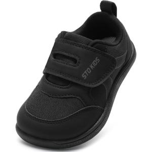 imageToddler Wide Toe Box Barefoot Shoes Boys Girls Sneakers Kids Tennis Shoes Preschool Non Slip Lightweight Comfortable First Walking Shoes Running Outdoor ActivitiesAll Black