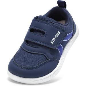 imageToddler Wide Toe Box Barefoot Shoes Boys Girls Sneakers Kids Tennis Shoes Preschool Non Slip Lightweight Comfortable First Walking Shoes Running Outdoor ActivitiesNavy White