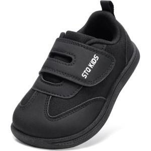 imageWide Toe Box Toddler Shoes Zero Drop Boys Girls Barefoot Shoe NonSlip Little Kids Sneakers for First WalkingAll Black