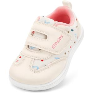 imageWide Toe Box Toddler Shoes Zero Drop Boys Girls Barefoot Shoe NonSlip Little Kids Sneakers for First WalkingBeige White