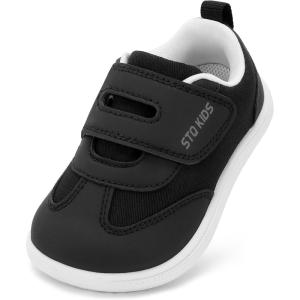 imageWide Toe Box Toddler Shoes Zero Drop Boys Girls Barefoot Shoe NonSlip Little Kids Sneakers for First WalkingBlack White
