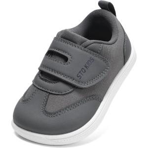 imageWide Toe Box Toddler Shoes Zero Drop Boys Girls Barefoot Shoe NonSlip Little Kids Sneakers for First WalkingDark Grey