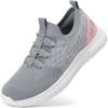 imageSTQ Women Walking Shoes with Arch Support Comfort Lightweight Slip on SneakersMedium Grey Pink