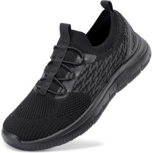 imageSTQ Women Walking Shoes with Arch Support Comfort Lightweight Slip on SneakersAll Black