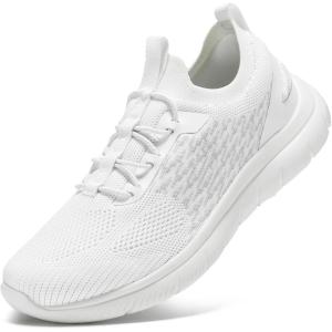 imageSTQ Women Walking Shoes with Arch Support Comfort Lightweight Slip on SneakersWhite