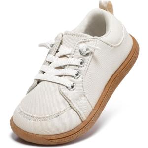 imageToddler Wide Toe Box Barefoot Shoes Boys Tennis Sneakers First Walking Shoes Flex Comfort OutdoorBeige White