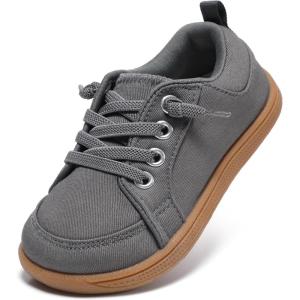 imageToddler Wide Toe Box Barefoot Shoes Boys Tennis Sneakers First Walking Shoes Flex Comfort OutdoorDark Grey