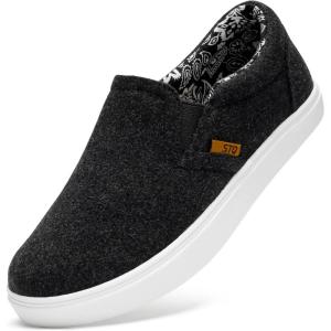 imageSTQ Wide Toe Box Slip On Shoes for Women  Business Casual Shoes for Women Trendy Fashion Sneakers Lightweight Loafers ShoesClassical Black White