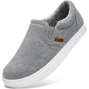 imageSTQ Wide Toe Box Slip On Shoes for Women  Business Casual Shoes for Women Trendy Fashion Sneakers Lightweight Loafers ShoesLight Grey