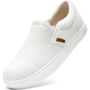 imageSTQ Wide Toe Box Slip On Shoes for Women  Business Casual Shoes for Women Trendy Fashion Sneakers Lightweight Loafers ShoesVanilla White