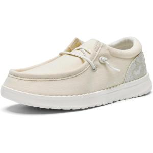 imageSTQ Womens Orthopedic LoafersLightweight Casual Boat Shoes for Plantar FasciitisBeige Amazon