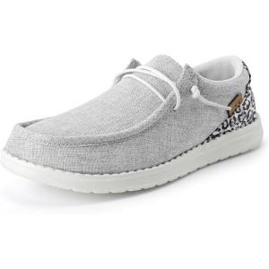 imageSTQ Womens Orthopedic LoafersLightweight Casual Boat Shoes for Plantar FasciitisLight Grey