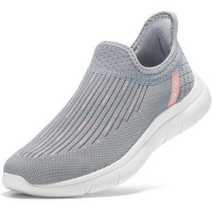 imageSTQ Hands Free Slip on Walking Shoes for Women Pregnancy Plantar Fasciitis Orthopedic Disable Slip on Sneakers Light Grey Pink Size 85