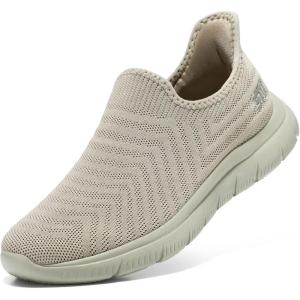 imageSTQ Slip on Sneakers Women Walking Shoes Orthopedic Shoes for Plantar Fasciitis Relief Taupe Size 9