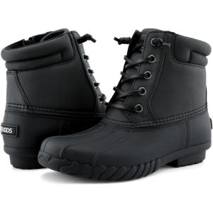 imageSTQ Boy Duck Boots Kids Waterproof Snow Boots Insulated Winter Boots LittleBig KidAll Black