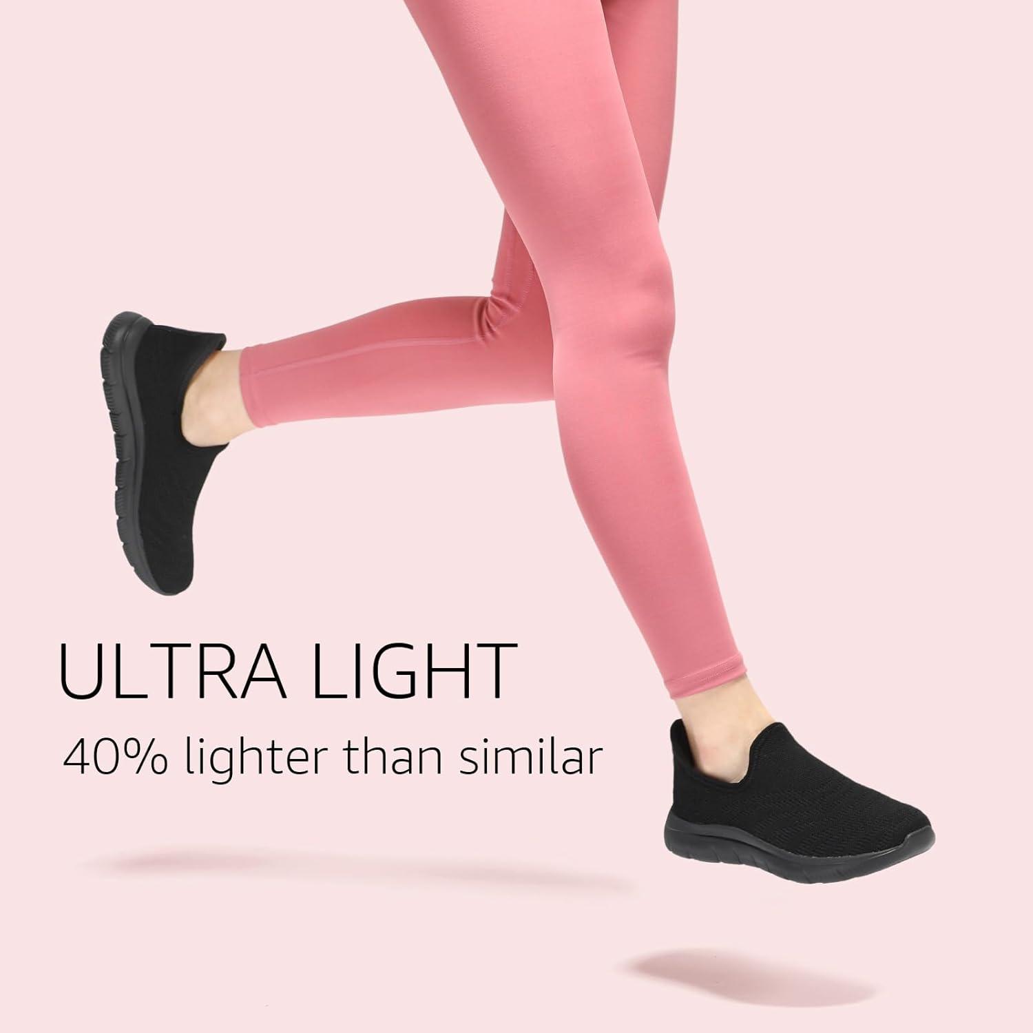 imageSTQ Slip on Sneakers Women Walking Shoes Tennis Arch Support Lightweight Breathable Mesh Maternity Elderly Nurse Orthopedic Plantar Fasciitis Standing Comfort Workout Gym TravellingAll Black