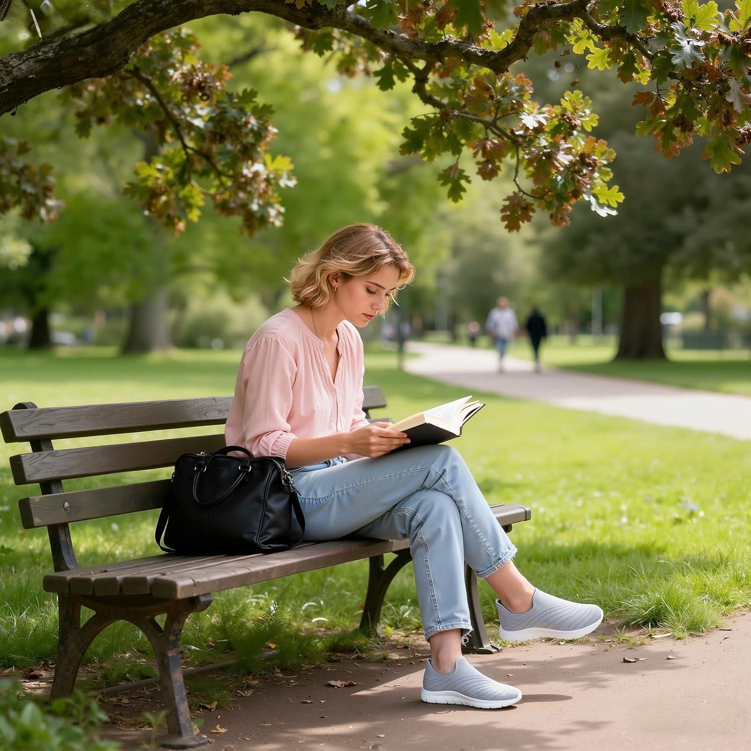 imageSTQ Slip on Sneakers Women Walking Shoes Tennis Arch Support Lightweight Breathable Mesh Maternity Elderly Nurse Orthopedic Plantar Fasciitis Standing Comfort Workout Gym TravellingLight Grey Pink