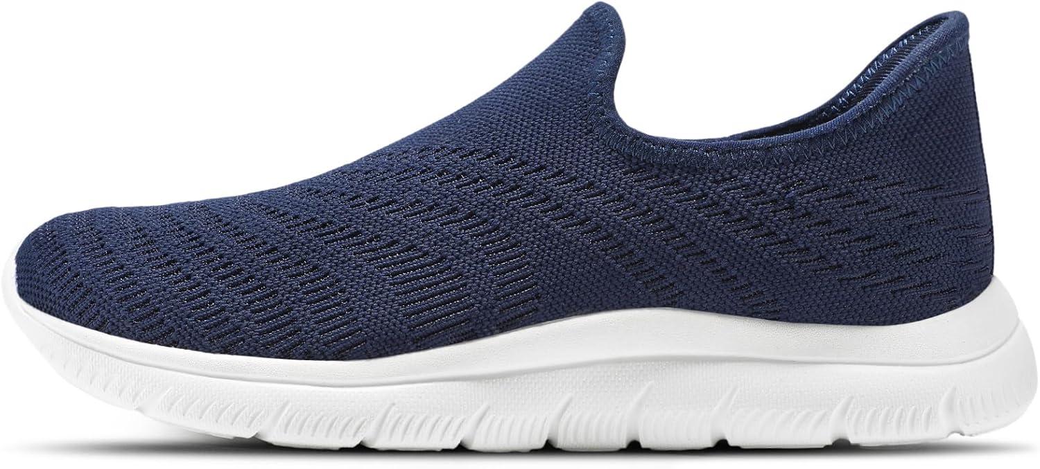 imageSTQ Slip on Sneakers Women Walking Shoes Tennis Arch Support Lightweight Breathable Mesh Maternity Elderly Nurse Orthopedic Plantar Fasciitis Standing Comfort Workout Gym TravellingNavy