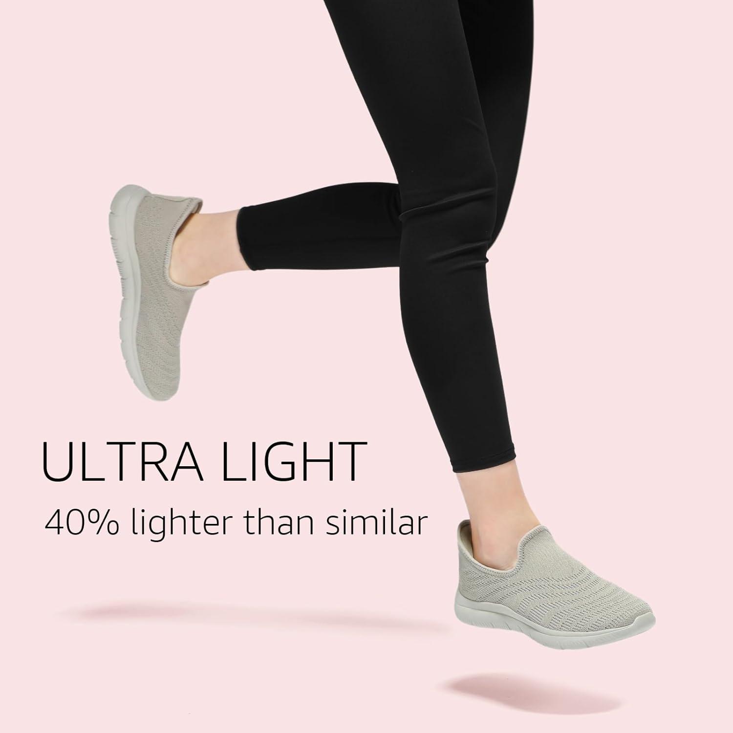 imageSTQ Slip on Sneakers Women Walking Shoes Tennis Arch Support Lightweight Breathable Mesh Maternity Elderly Nurse Orthopedic Plantar Fasciitis Standing Comfort Workout Gym TravellingTaupe