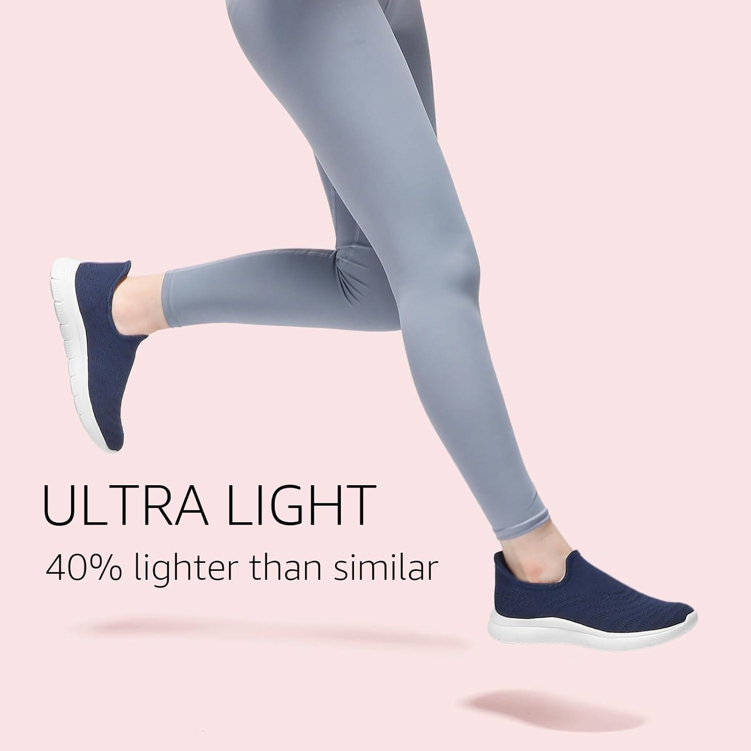 imageSTQ Slip on Sneakers Women Walking Shoes Tennis Arch Support Lightweight Breathable Mesh Maternity Elderly Nurse Orthopedic Plantar Fasciitis Standing Comfort Workout Gym TravellingNavy