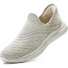 imageSTQ Slip on Sneakers Women Walking Shoes Tennis Arch Support Lightweight Breathable Mesh Maternity Elderly Nurse Orthopedic Plantar Fasciitis Standing Comfort Workout Gym TravellingTaupe