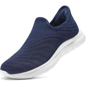 imageSTQ Slip on Sneakers Women Walking Shoes Tennis Arch Support Lightweight Breathable Mesh Maternity Elderly Nurse Orthopedic Plantar Fasciitis Standing Comfort Workout Gym TravellingNavy