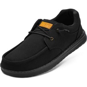 imageSTQ Mens Lace up LoafersOrthopedic Ultralight Boat Casual Shoes with Arth SupportBlack