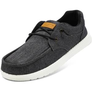 imageSTQ Mens Lace up LoafersOrthopedic Ultralight Boat Casual Shoes with Arth SupportCharcoal Grey