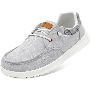 imageSTQ Mens Lace up LoafersOrthopedic Ultralight Boat Casual Shoes with Arth SupportIron Grey
