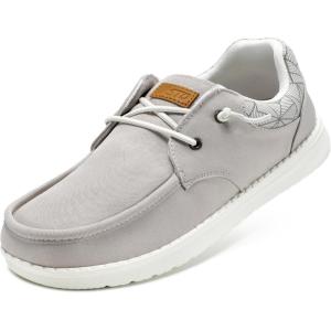 imageSTQ Mens Lace up LoafersOrthopedic Ultralight Boat Casual Shoes with Arth SupportMist Grey