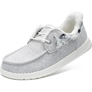 imageSTQ Fur Lined Slip on Loafers for Women Plantar Fasciitis Relief Sneakers Comfort Orthopedic Maternity Shoes for TravelIron Grey