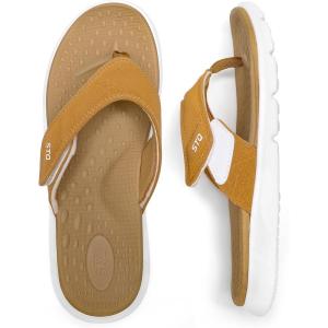 imageSTQ Orthopedic Flip Flops for Women  Memory Foam Flipflops for Plantar Fasciitis with Arch Support Pain ReliefOre Brown