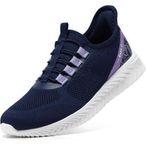 imageSTQ Slip On Shoes Women Orthopedic Walking Sneakers Lightweight Ladies Pregnancy Maternity Tennis Shoes for Plantar Fasciitis ReliefNavy Purple