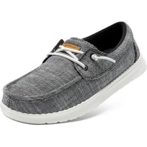 imageSTQ Women Boat Shoes with Orthopedic Insole Slip On Business Casual Shoe for Plantar Fasciitis Lightweight Canvas LoaferMix Black