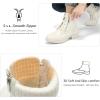 imageSTQ Womens Combat Boots Lace up Ankle BootiesCreamy Beige White