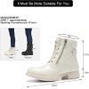 imageSTQ Womens Combat Boots Lace up Ankle BootiesCreamy Beige White