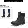 imageSTQ Womens Combat Boots Lace up Winter Ankle BootiesAll Black