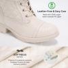 imageSTQ Womens Combat Boots Lace up Winter Ankle BootiesBeige White