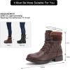 imageSTQ Womens Combat Boots Lace up Winter Ankle BootiesBrown