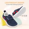 imageToddler Wide Toe Box Barefoot Shoes Boys Girls Sneakers Kids Tennis Shoes Preschool Non Slip Lightweight Comfortable First Walking Shoes Running Outdoor ActivitiesNavy Lined