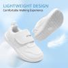 imageToddler Wide Toe Box Barefoot Shoes Boys Girls Sneakers Zero Drop Kid Tennis Running Shoes Lightweight NonSlip Comfortable Leather First Walking Shoe Outdoor Activities SchoolAll White