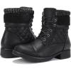imageSTQ Womens Combat Boots Lace up Winter Ankle BootiesAll Black