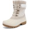imageSTQ Womens Duck Boots Waterproof Winter Snow Boot Warm Cozy for Cold Weather Non SlipBeige White