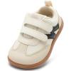 imageToddler Lightweight Slip on Sneakers Boys Barefoot Shoes Kids Walking Shoes Boy Sneakers Toddler First Walking Shoe Comfort Tennis ActivitiesBeige White