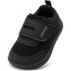 imageToddler Wide Toe Box Barefoot Shoes Boys Girls Zero DropBaby First Walking Shoes Glitter Little Kids Sneakers NonSlip Preschool Running Tennis Canvas Casual Preschool Outdoor ActivitiesAll Black