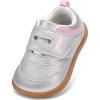 imageToddler Wide Toe Box Shoes Barefoot Sneakers Girls Boys Zero Drop First Walking Running Tennis Grounding ShoesSilver Pink