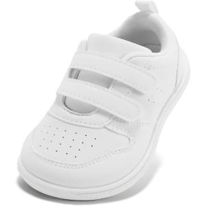 imageSTQ Toddler Wide Toe Box Barefoot Shoes Boys Girls Kids Sneakers Non Slip Lightweight Zero Drop Comfortable Tennis Walking Running School Athletic Casual Indoor OutdoorAll White