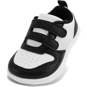 imageSTQ Toddler Wide Toe Box Barefoot Shoes Boys Girls Kids Sneakers Non Slip Lightweight Zero Drop Comfortable Tennis Walking Running School Athletic Casual Indoor OutdoorBlack White