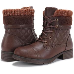 imageSTQ Womens Combat Boots Lace up Winter Ankle BootiesBrown
